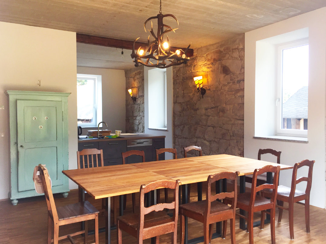 Der Gemeischaftsraum Der Gemeischaftsraum in der Berghütte Zum Kranichsee